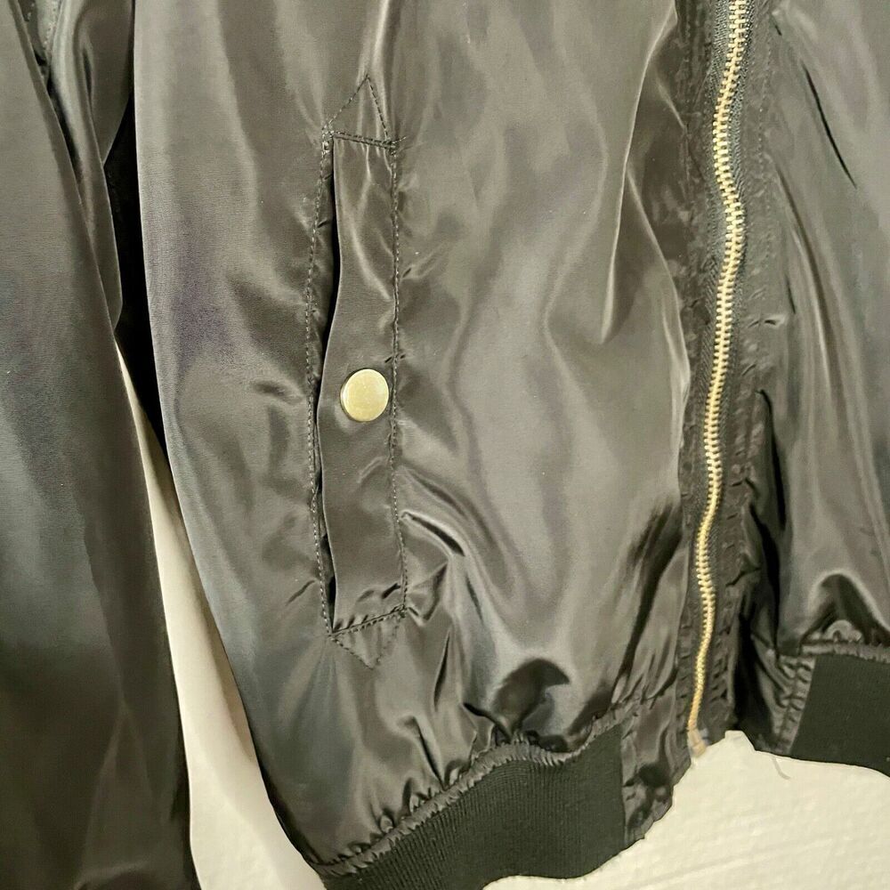 Vintage Wet Seal Size Small Bomber Jacket - Black 90s y2k Retro Biker Classic - Picture 4 of 9